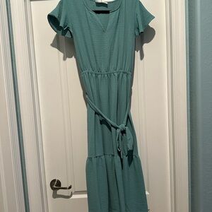 Lucky Brand Green V-Neck Midi Sundress NWOT